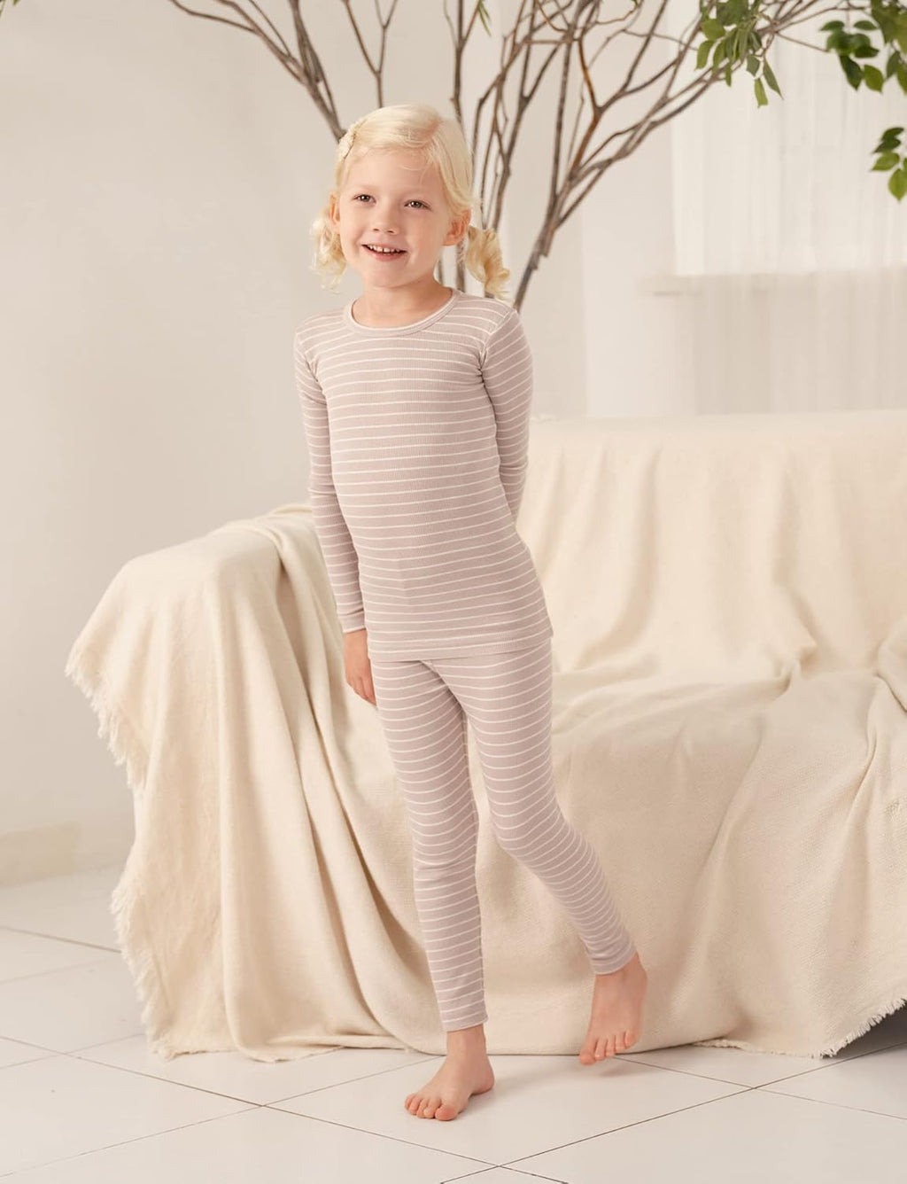 AVAUMA Stripe Pattern Baby Boys Girls Pajama Set Kids Toddler Snug fit Ribbed Sleepwear pjs for Daily Life Style