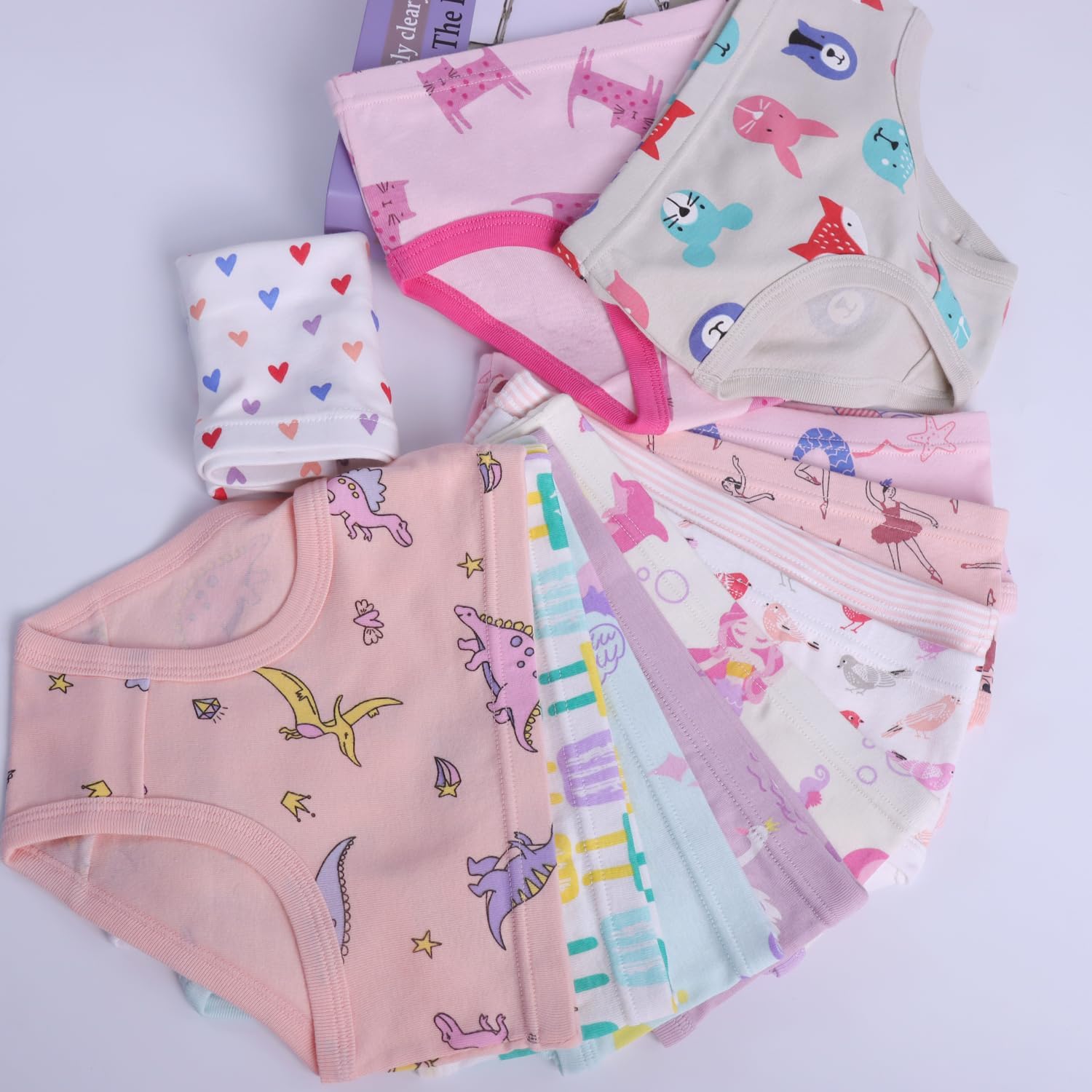 Finihen Girls Cotton Underwear Toddler Girls Panties Kids Briefs Multipacks.