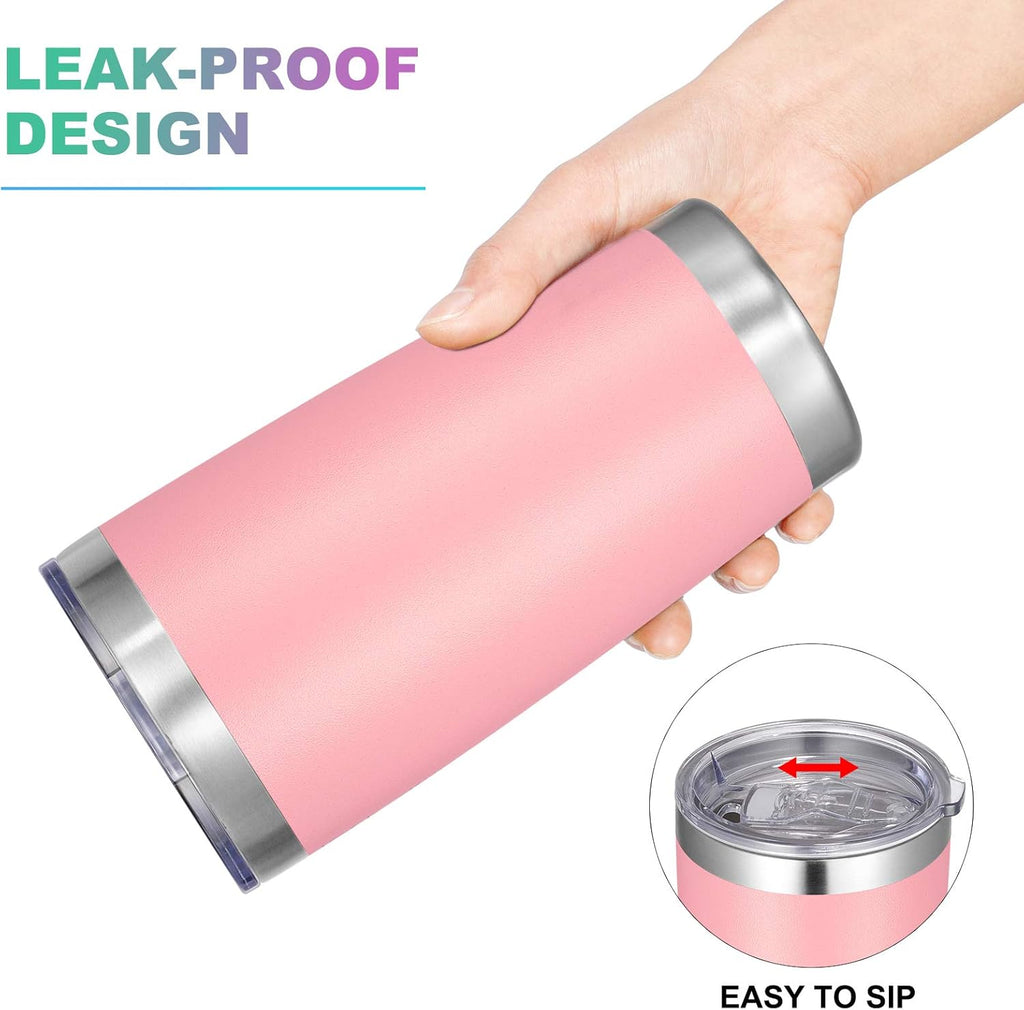 VEGOND 20oz Tumbler with Lid and Straw Stainless Steel Tumbler Cup Bulk Vacuum Insulated Double Wall Travel Coffee Mug Powder Coated Coffee Cup(Pink 12 Pack