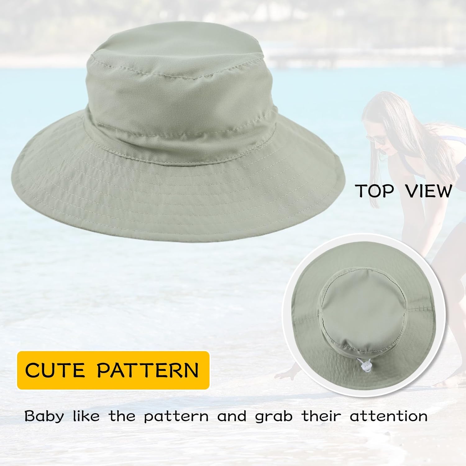 Peecabe Summer Baby Sun Hat for Boys Girls UPF 50+ Wide Brim Toddle Bucket Hat Adjustable Baby Beach Cap 0-8 Years