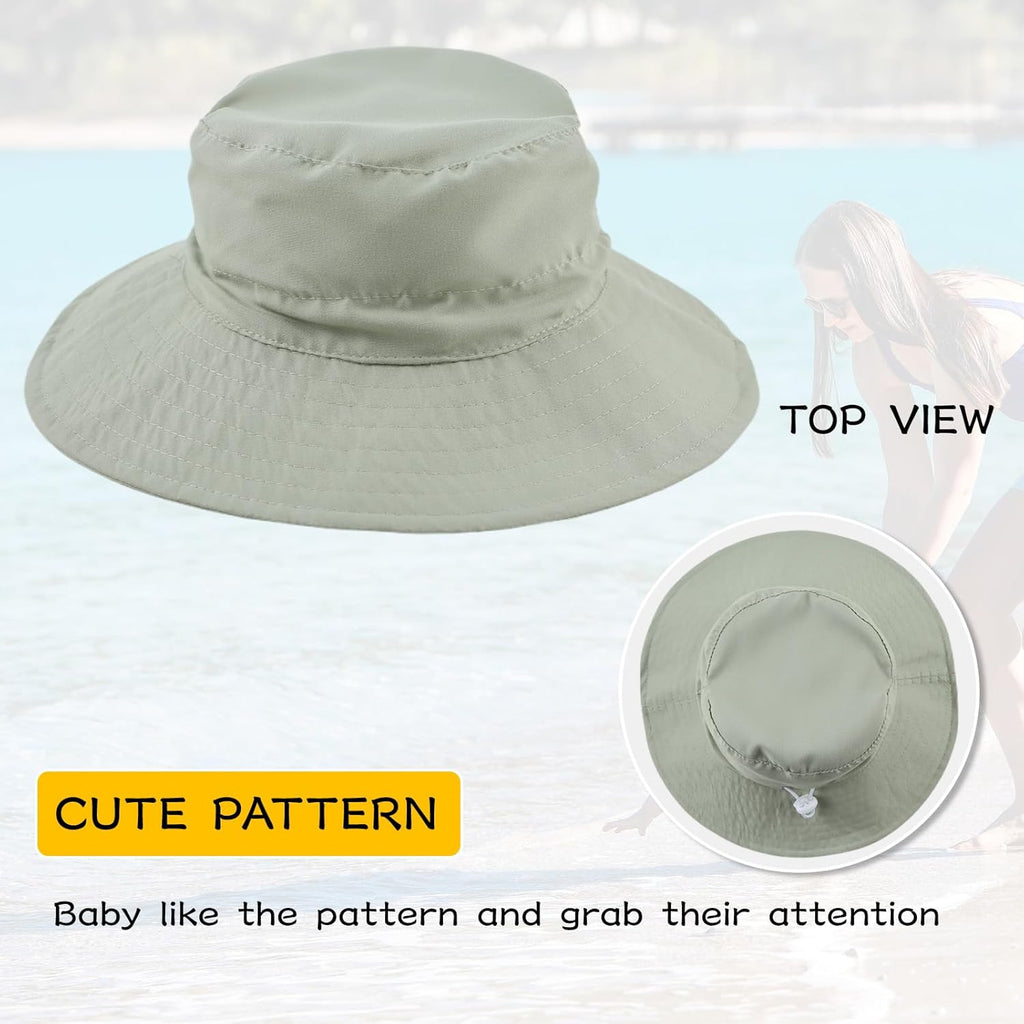 Peecabe Summer Baby Sun Hat for Boys Girls UPF 50+ Wide Brim Toddle Bucket Hat Adjustable Baby Beach Cap 0-8 Years