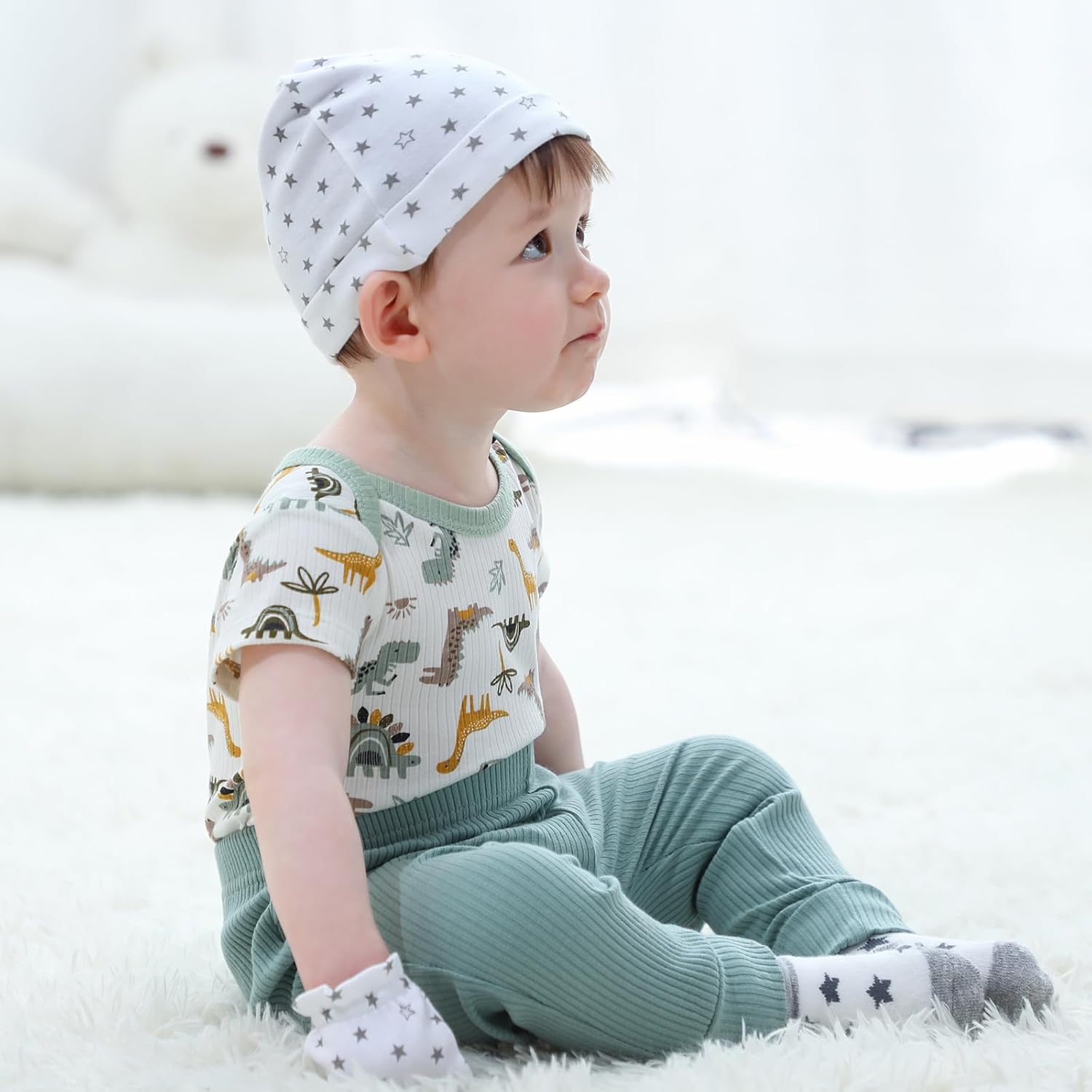 Baby Bodysuit and Pant Set 6-pcs Ribbed Soft Infant Boy Girl Clothes Outfits