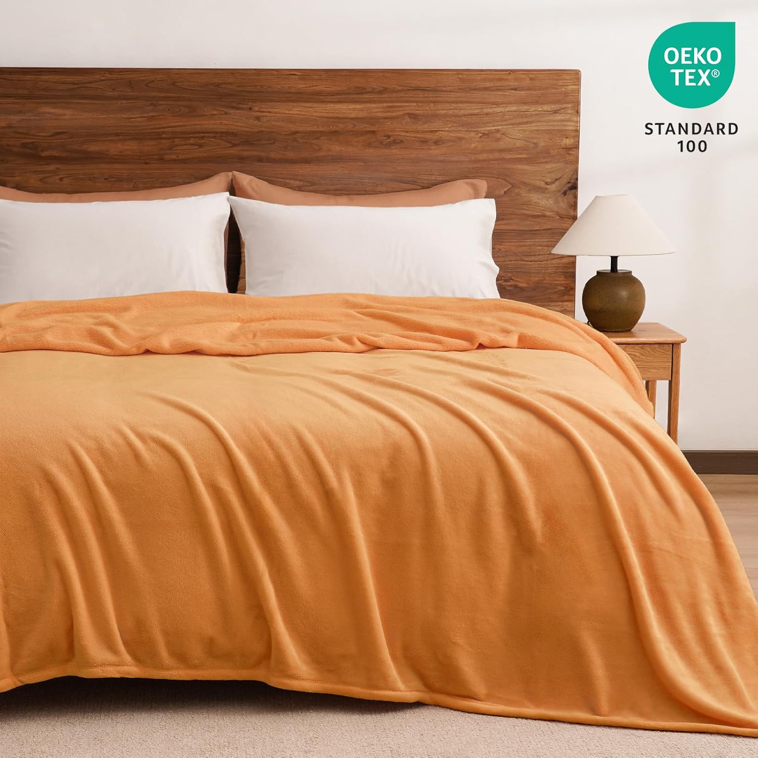 PHF Ultra Soft Fleece Blanket King Size, No Shed No Pilling Luxury Plush Cozy 300GSM Lightweight Blanket for Bed, Couch, Chair, Sofa Suitable for All Season, 108" x 90", Pumpkin Orange