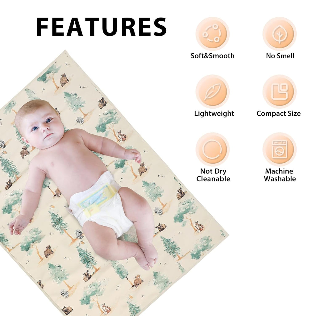 Vegan Leather Baby Changing Mat - Wipeable Portable Changing Pad, Foldable Travel Changing Mat for Baby, Newborns Toddlers Shower Gifts (Forest,20"*28")