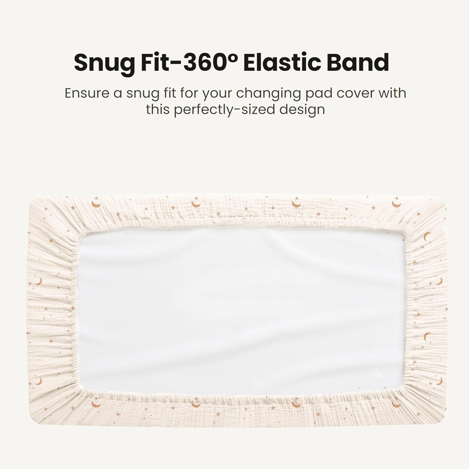 Konssy Waterproof Muslin Changing Pad Cover 2 Pack, Quilted Cotton Fitted Diaper Changing Table Cover, Soft Changing Pad Sheets for Girls Boys (Coffee Check,Moon)