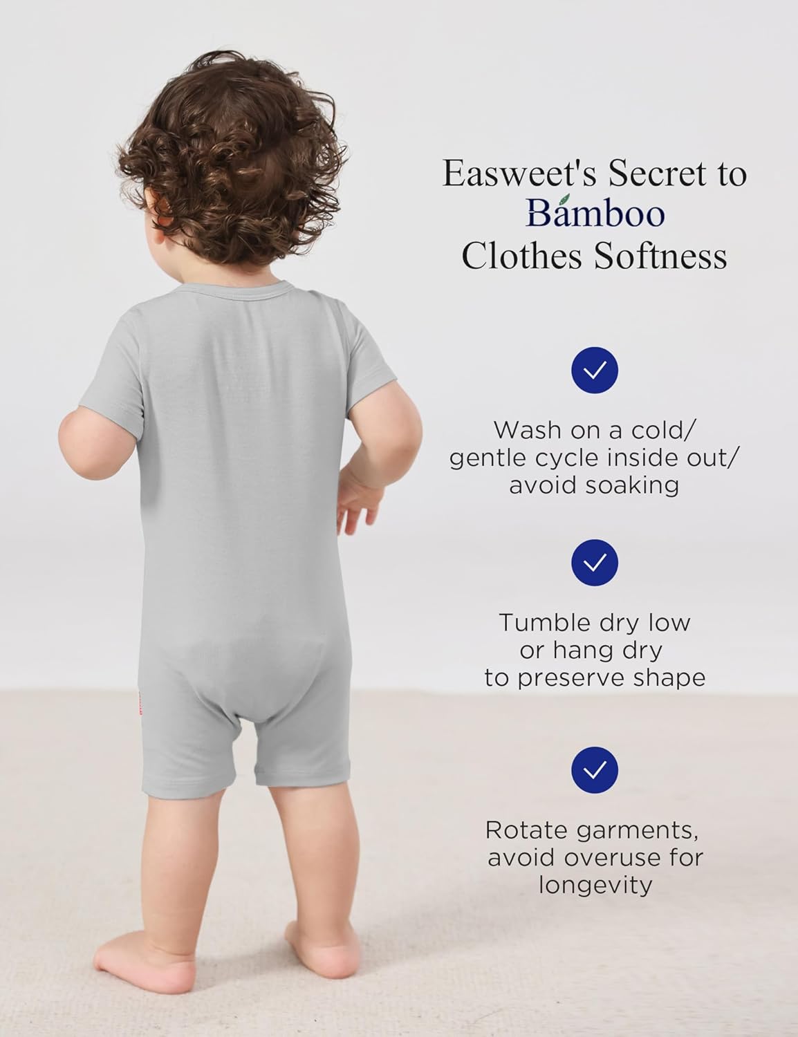 Baby Boys Bamboo Viscose Short Sleeve Romper Soft Comfy Infant Summer Jumpsuit