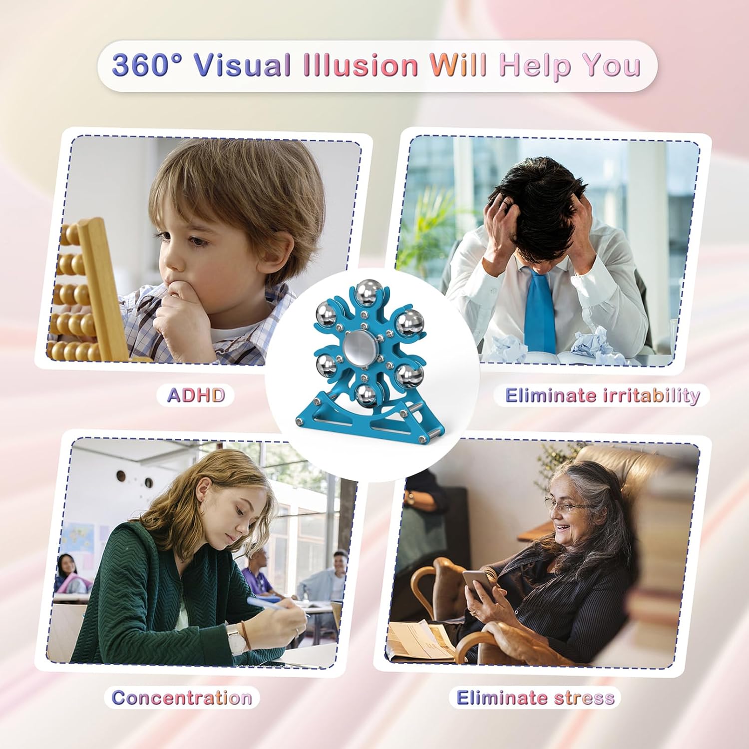 Desk-Fidget-Toys Ferris-Wheels-Spinner: Metal Kinetic-Fidget-Spinner 4mins, EDC-Toy Cool-Gadgets for School Office Christmas, ADHD Tools Gift Cool-Stuff Stress Relief Gift for Kid Children Teen Adult