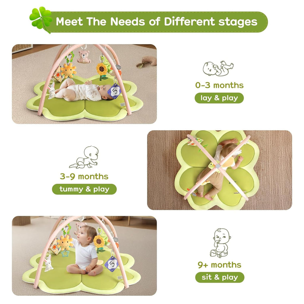 Baby Play Mat Activity Gym for Babies and Toddlers, Four-Leaf Clover Baby Play Gyms & Playmats for Babies