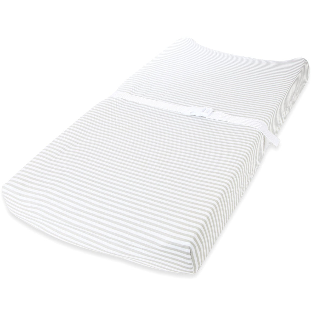 Cuddly Cubs Changing Pad Covers – 2 Pack – Snuggly Soft Plush Cotton Changing Table Covers for Boy, Girl – Fits Perfectly on Summer Infant and Other 16 x 32 Baby Changing Table Pads – Grey Stripes