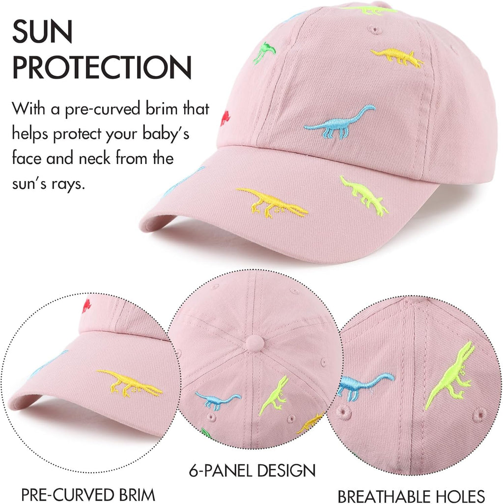 JANGANNSA Dinosaur Boys Girls Caps Embroidery Baby Baseball Caps Cotton Infant Toddler Kids Hat Spring Summer Autumn 2-6Y