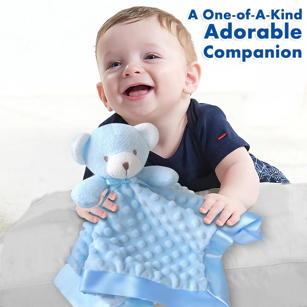 Loveys for Babies, Soft Baby Security Blanket Lovies for Babies, Stuffed Animals Blankie for Newborn Infant with Baby Snuggle Toy, Boys Gilrs Gifts Blue Bear Security Blanket 16 Inch