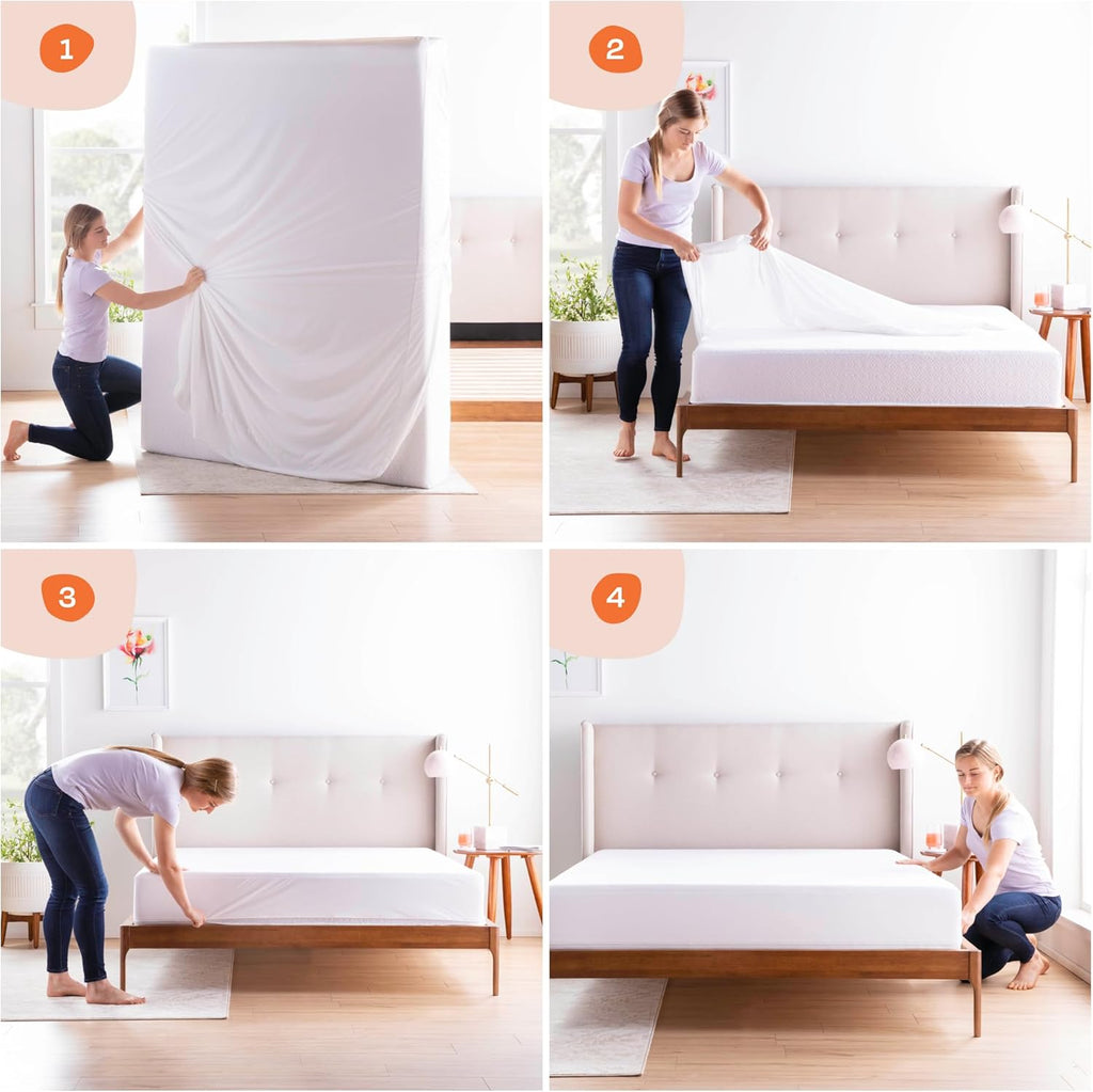 Linenspa Zippered Mattress Encasement – King Size Waterproof Mattress Protector – Quiet Cover & Complete protection – Dorm Room Essentials, White