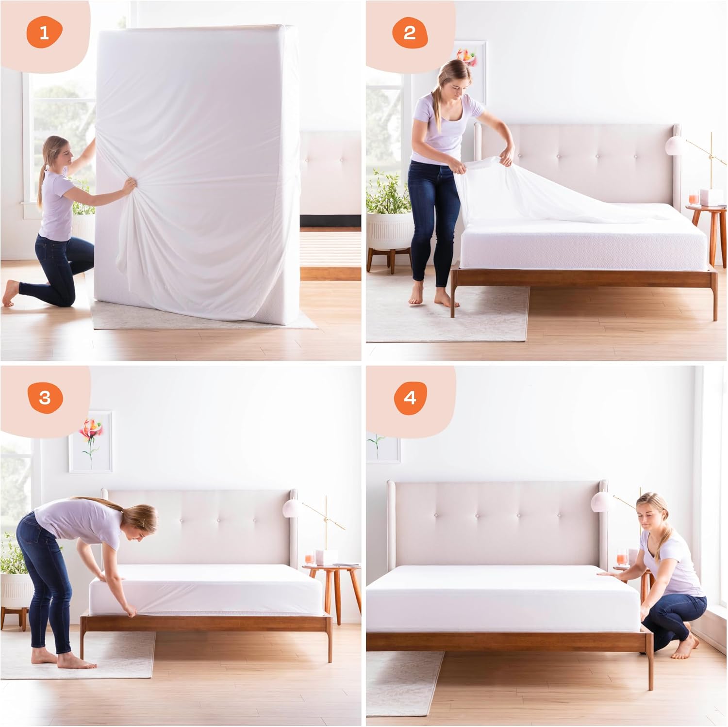 Linenspa Zippered Mattress Encasement – Queen Size Waterproof Mattress Protector – Quiet Cover & Complete protection – Dorm Room Essentials, White