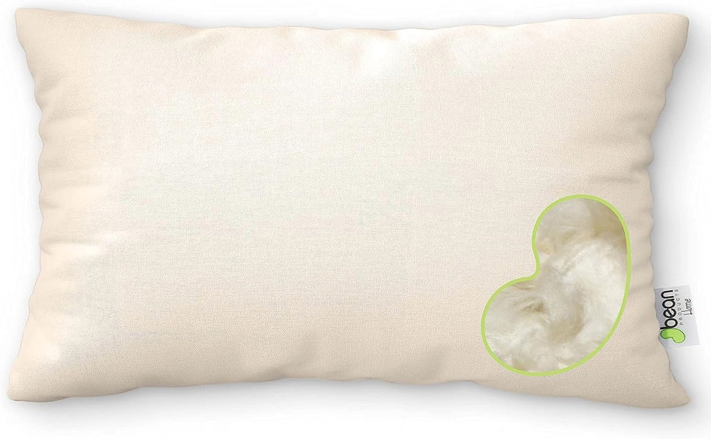 Bean Products Travel/Toddler Organic Kapok Pillow + Natural Org Case - 13" x 18" - Organic Cotton Zippered Shell - Made in USA