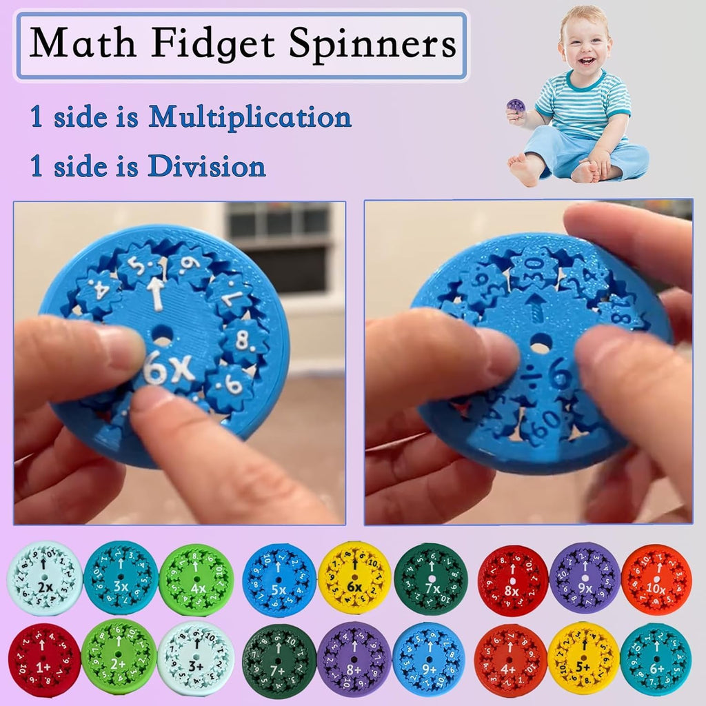 9 Pcs Math Fidget Spinners Toy, Math Fidget Sensory Spinner Counting Toys, Number Fidget Toys for Kids Math Games, Montessori Educational Toys for Kids Learning(Adition &Subtraction)