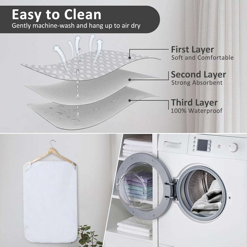 Baby Diaper Changing Pad, 21 5/8" x 31.5" Waterproof Changing Pad Liners - Reusable Soft and Absorbent Portable Changing Mat(Arrows1PCS)