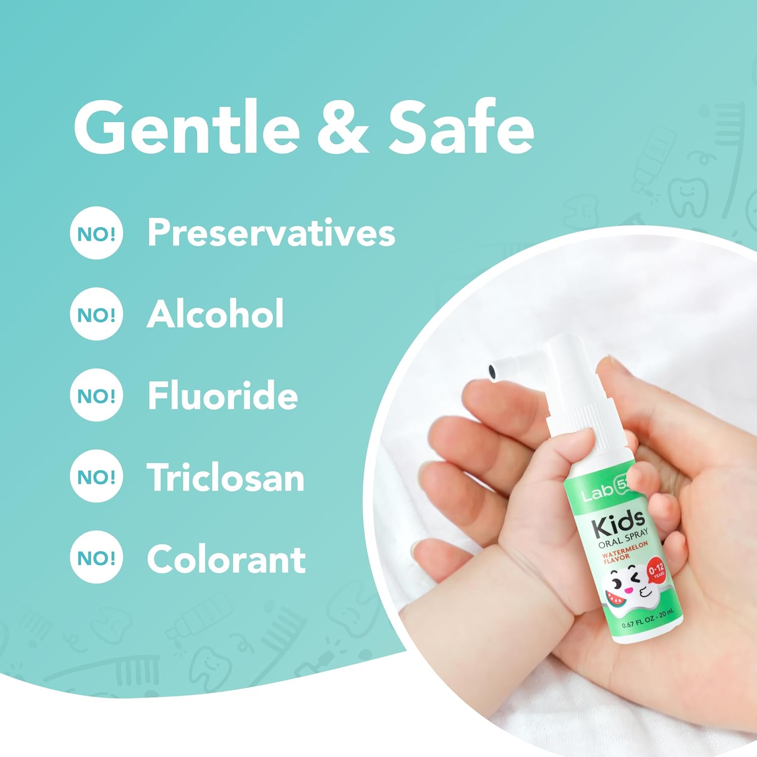 LAB52 Kids Oral Spray, Toddler Toothpaste Helper for Daily Oral Care and Fresh Breath, Children Approved with Fluoride Free for Newborn to Preschoolers, Xylitol Flavor Free