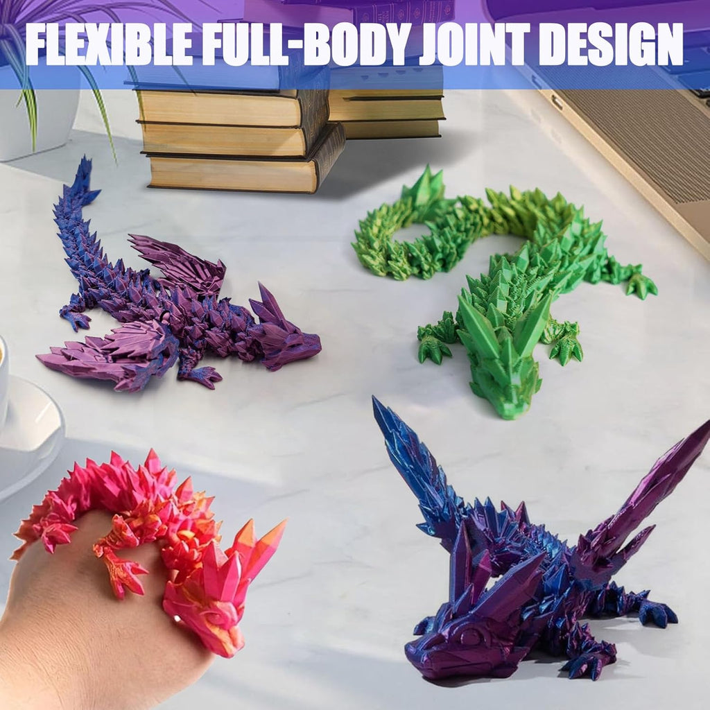 3D Printed Dragon with Wings, 3 Pack Mystery Dragon Fidget Toy, Mythical Pieces Articulated Dragon, Home Office Decor Executive Desk Toys