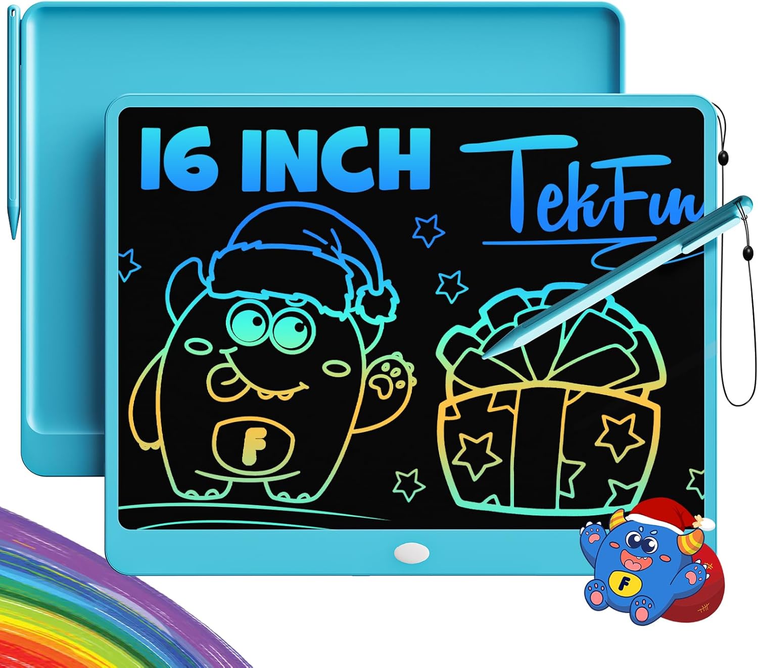 TEKFUN LCD Writing Tablet Doodle Board, 16 Inch Colorful Drawing Tablet Writing Pad, Toddler Toys for 3 4 5 6 7 8 9 Year Old Girls Boys Teen Adults, Birthday Gifts for Kids (Blue)