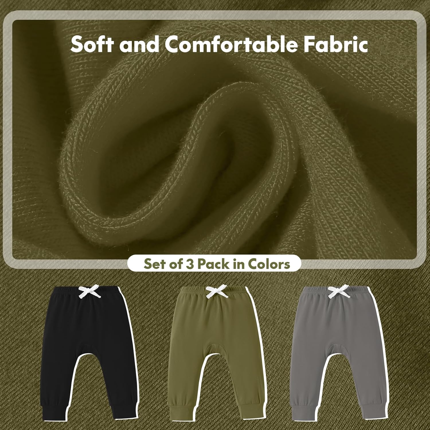 DREAM BUS Pack of 3 Toddler Jogger Pants with Pocket Toddler Boy Sweatpants Baby Boy Pants Infant Newborn Leggings