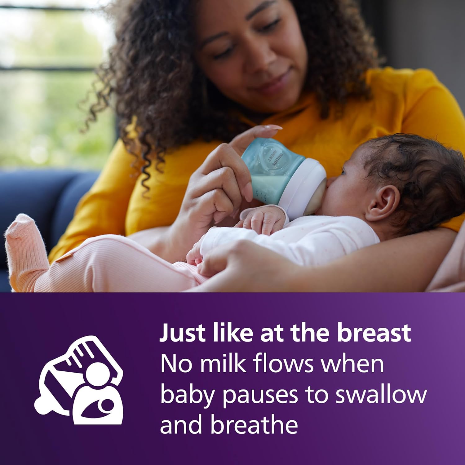 Philips Avent Natural Baby Bottles with Natural Response Nipples (Slow Flow, Flow 2), 4oz, Blue, 4-Pack, SCY900/24