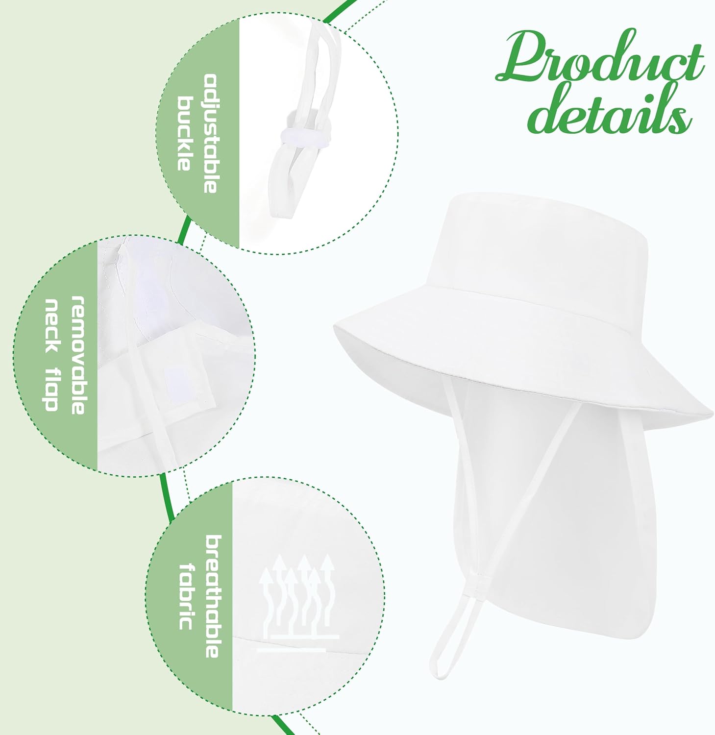 Baby Sun Hat Toddler Bucket Hats with Removable Neck Flap for Boys Girls Kids with Wide Brim Summer Beach UPF 50+