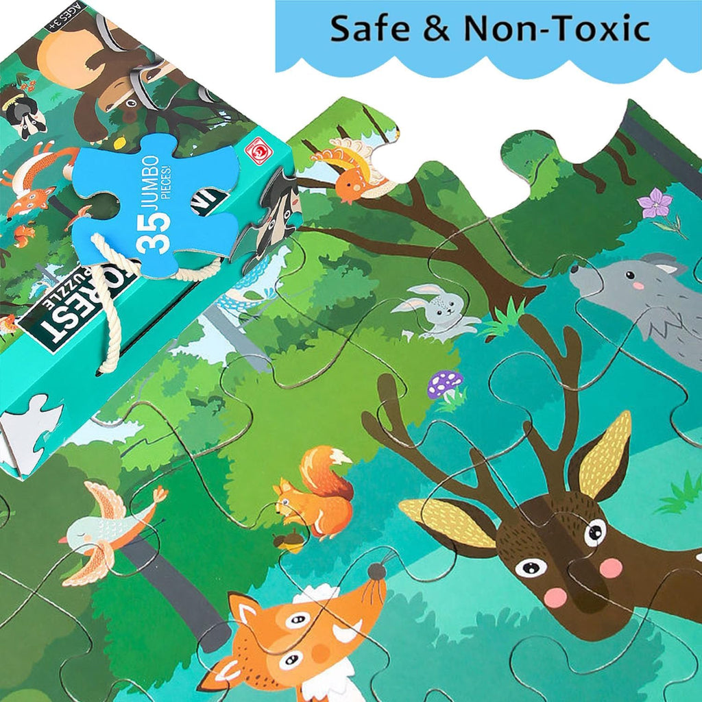 Jumbo Floor Puzzle for Kids, Large Jigsaw Puzzles 35 Piece for Kids Ages 3-5,Preschool Learning & Education Toys, Gifts for 4-8 Year Old Boys and Girls (Forest Animals)