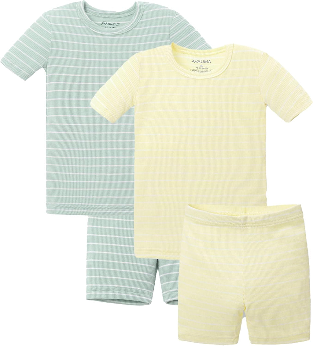 AVAUMA Stripe Pattern Baby Boys Girls Pajama Set Kids Toddler Snug fit Ribbed Sleepwear pjs for Daily Life Style