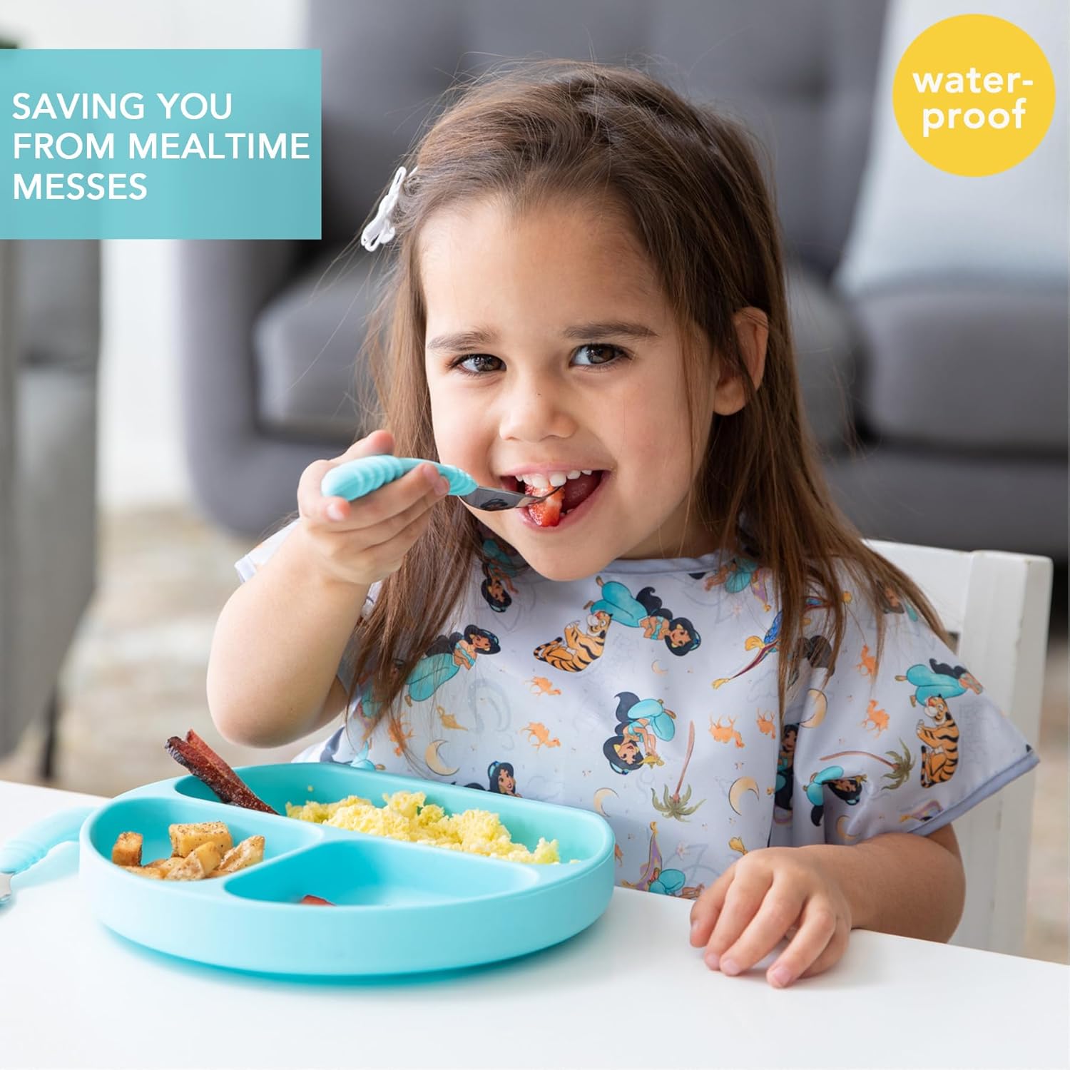 Bumkins Bibs - Toddler Bibs, Waterproof, Large for 1-3 Years, Short Sleeve