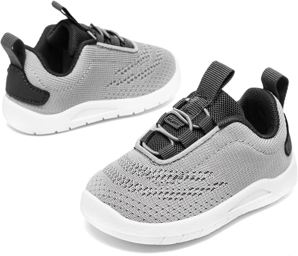 MORENDL Toddler Slip On Sneakers Baby Walking Shoes Non-Slip Breathable Unisex Pink Mesh Lace-Up Athletic Sneakers Infant Running Shoes