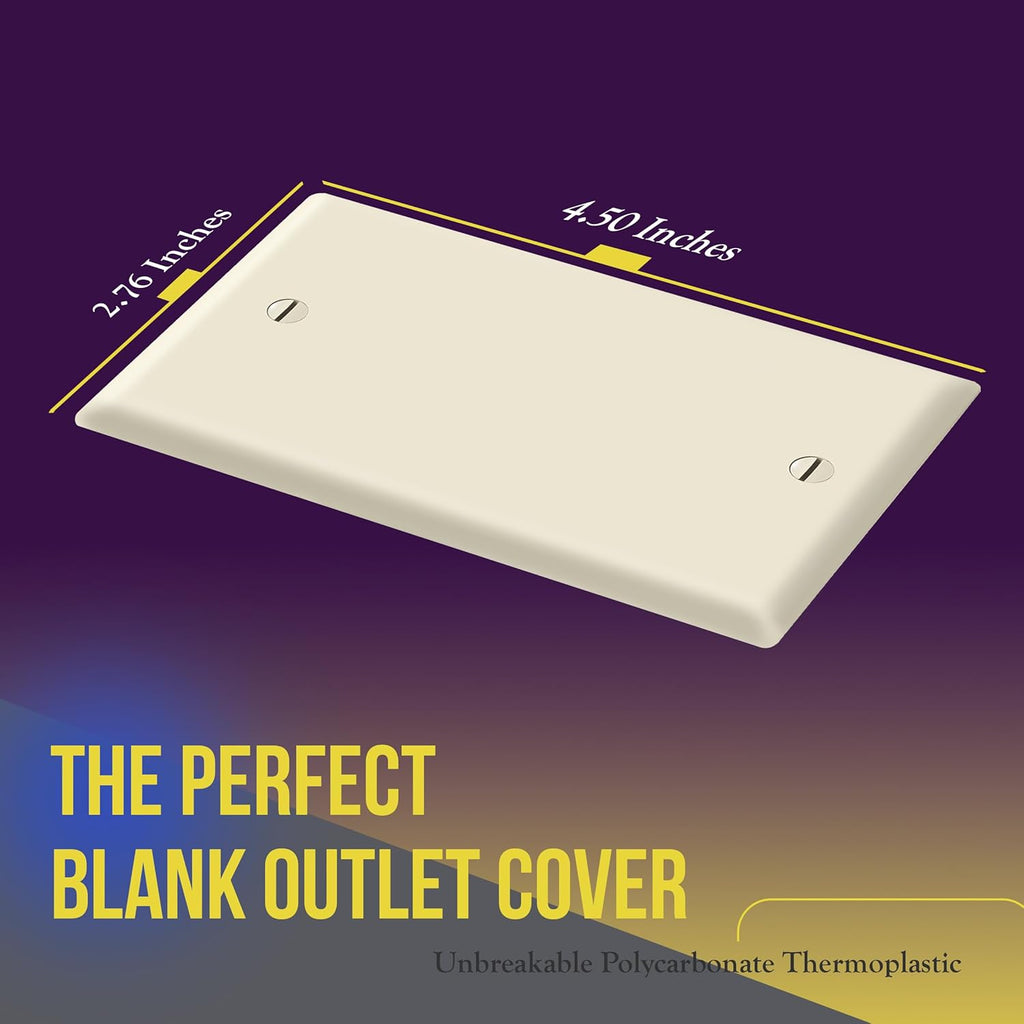 ENERLITES Blank Device Wall Plate, Gloss Finish, Standard Size 1-Gang 4.50" x 2.76", Polycarbonate Thermoplastic, 8801-LA, Light Almond