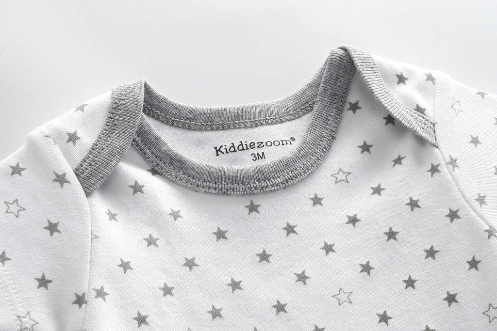 Kiddiezoom Baby Bodysuit Newborn Short Sleeve baby One-Piece Cotton 5-Pack baby clothes