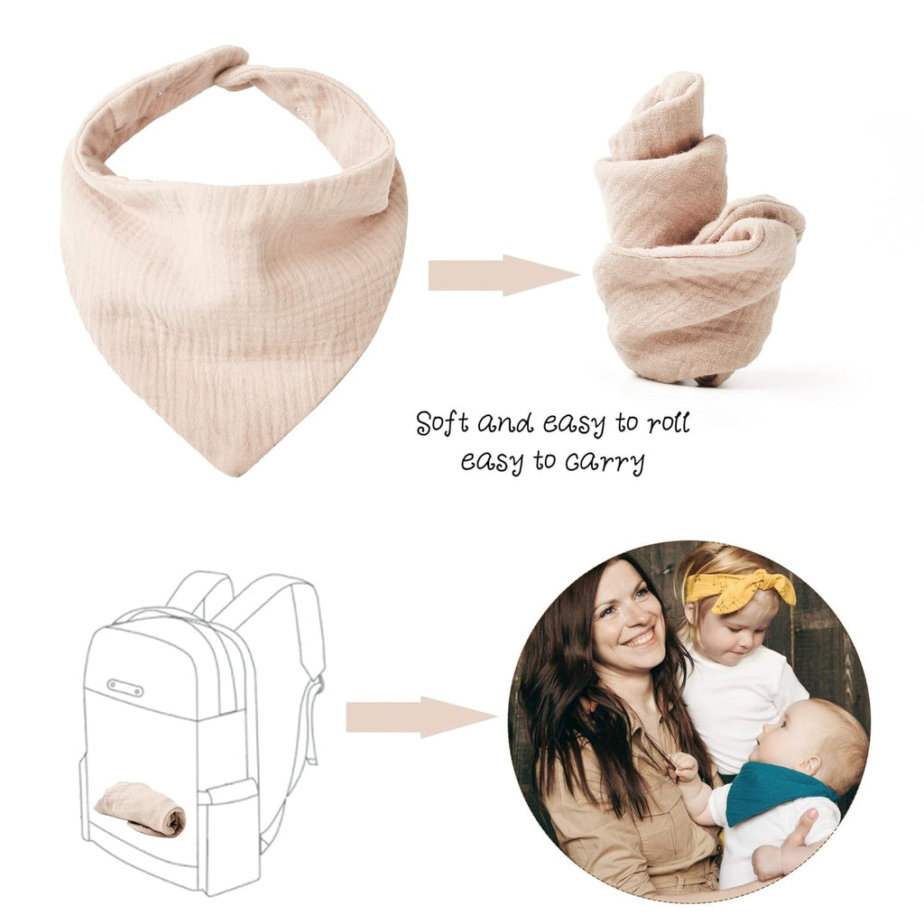 Konssy Muslin Baby Bibs 10 Pack Baby Bandana Drool Bibs 100% Cotton for Unisex Boys and Girls, Soft Absorbent Set for Teething and Drooling