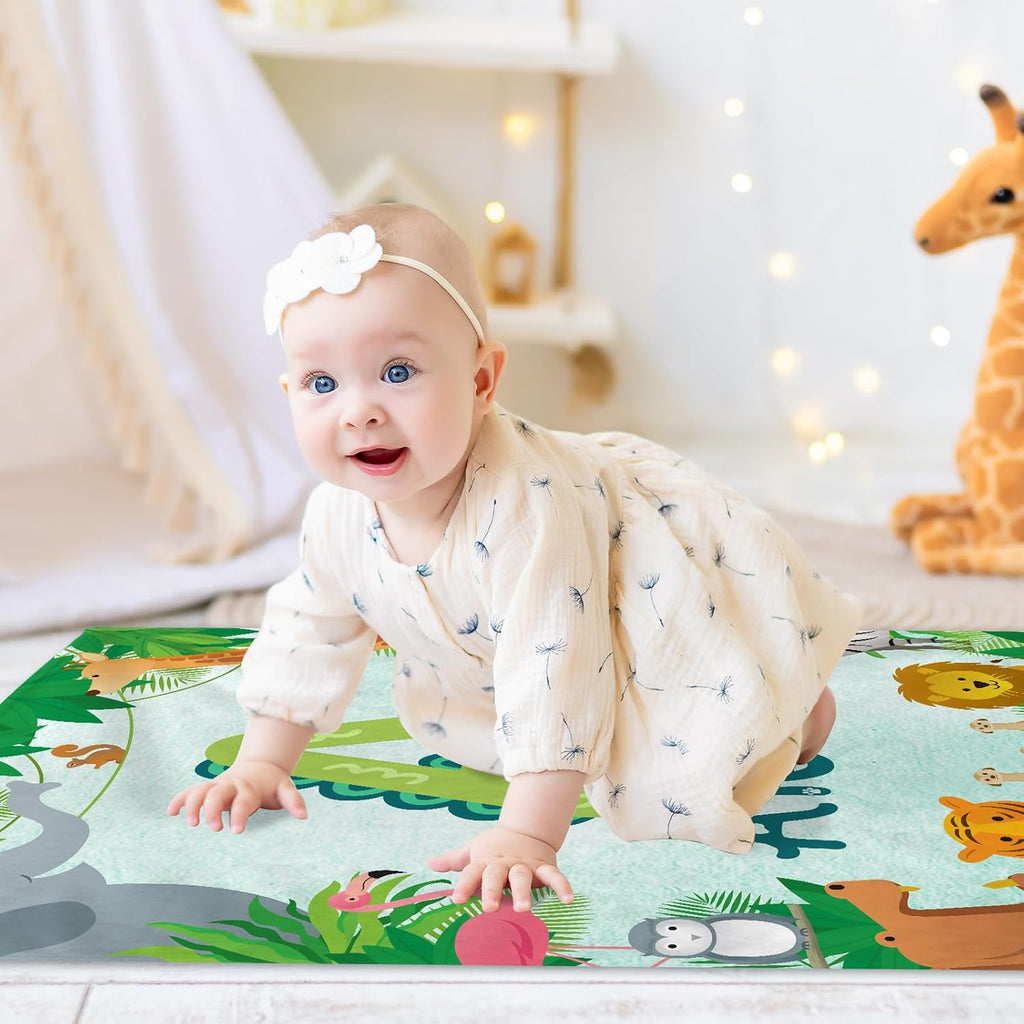 Personalized Cute Animal Baby Blanket, Custom Initial Jungle Swaddle Blanket with Name Customized Super Soft Nursery Fleece Throw Blankets for Newborns Baby Shower Girls Kids Birthday