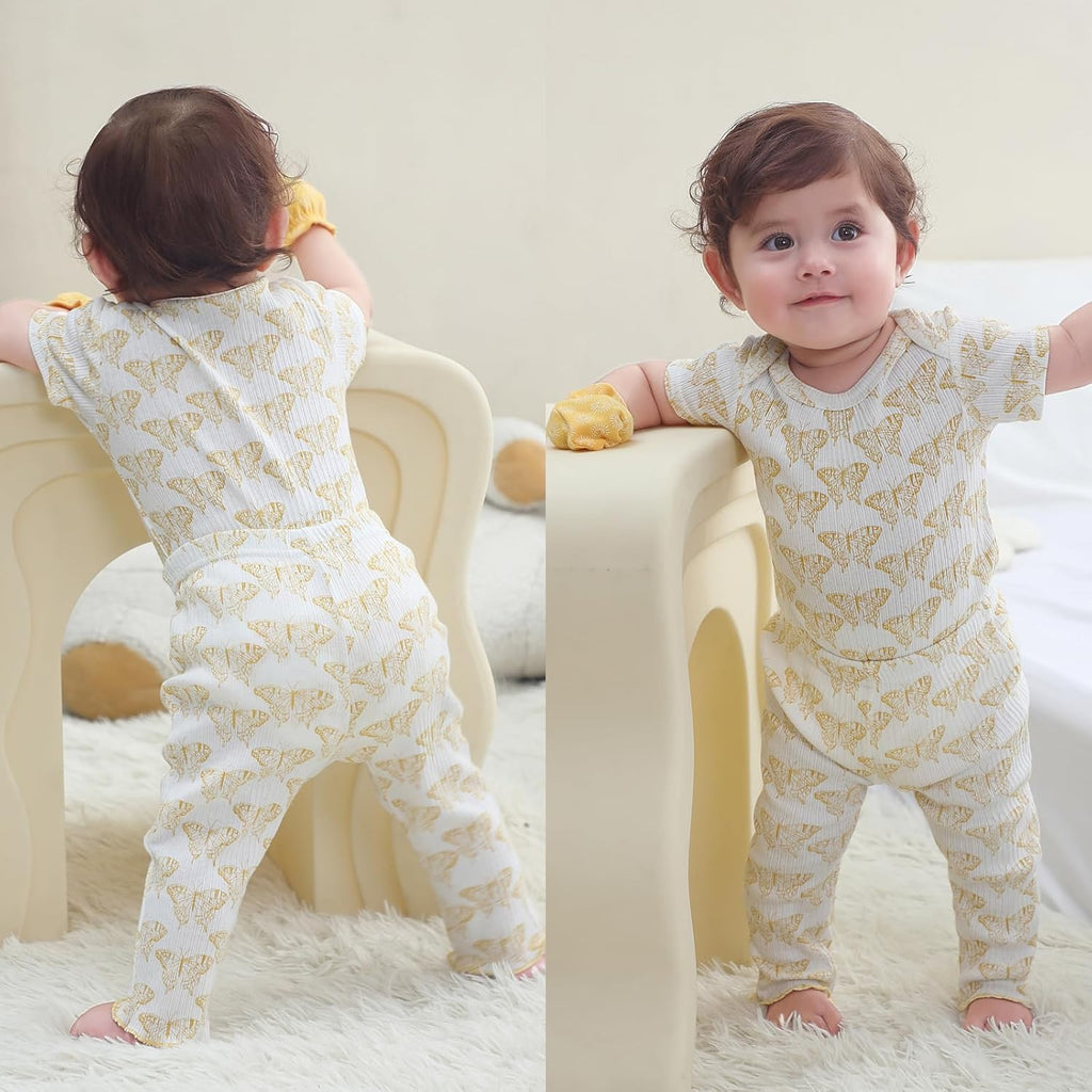 Baby Bodysuit and Pant Set Summer Ribbed Mix Match Infant Boy Girl Clothes Outfits