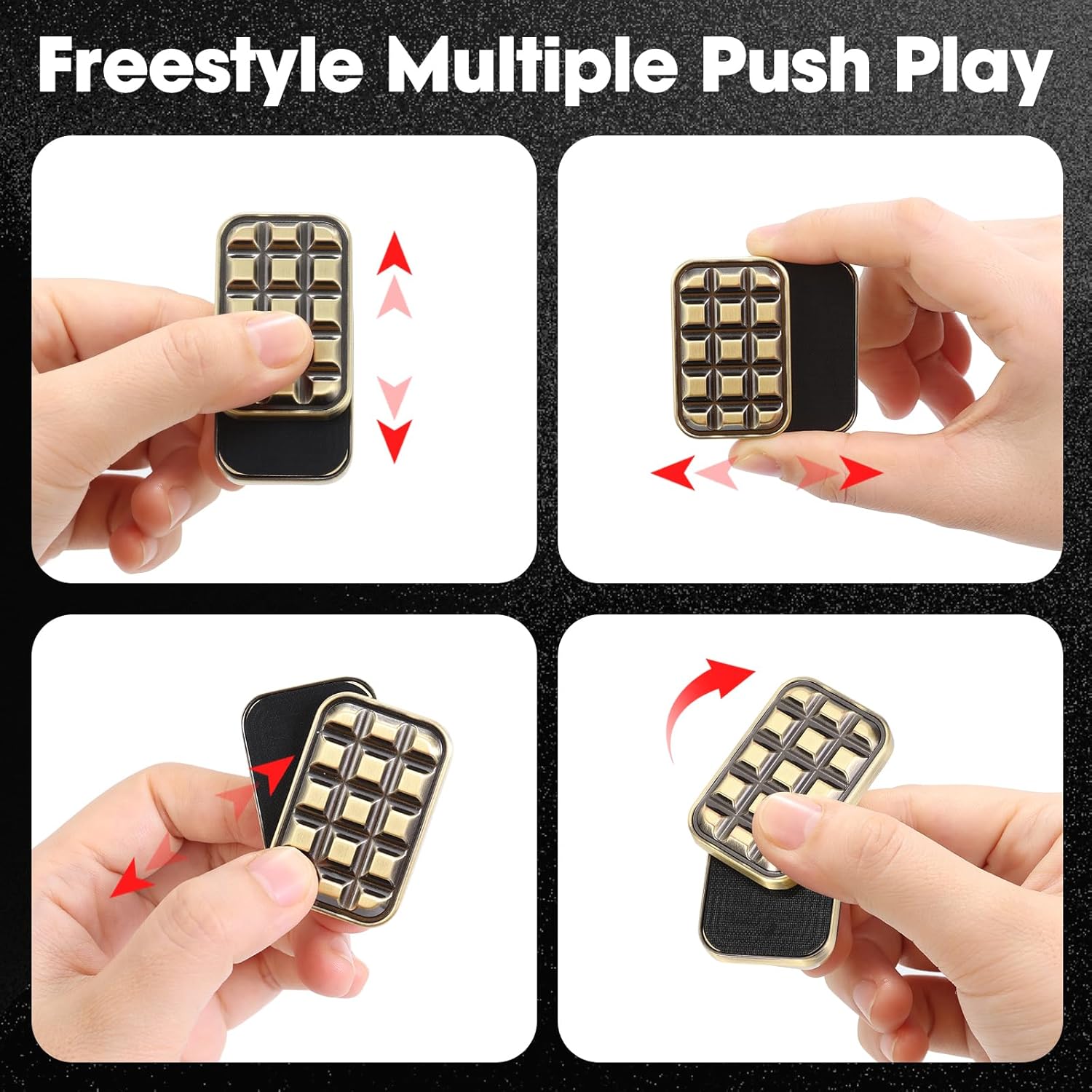 Fidget Slider Metal Magnetic Fidget Toys Adults for Stress Relief Building Blocks (Metallic)