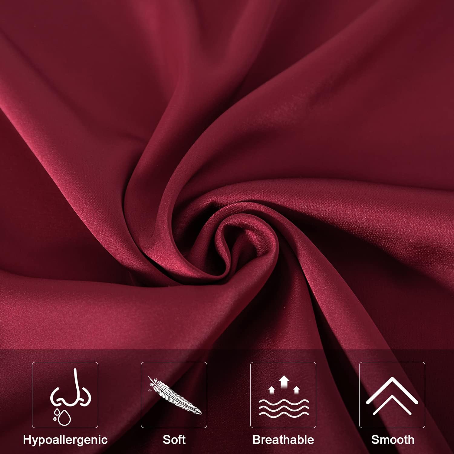 Mulberry Silk Pillowcase for Hair and Skin,King Size Cooling Silk Pillow Case with Hidden Zipper,Allergen Proof Dual Sides Soft Breathable Smooth Silk Pillow Cover for Women(King,Dark Red)