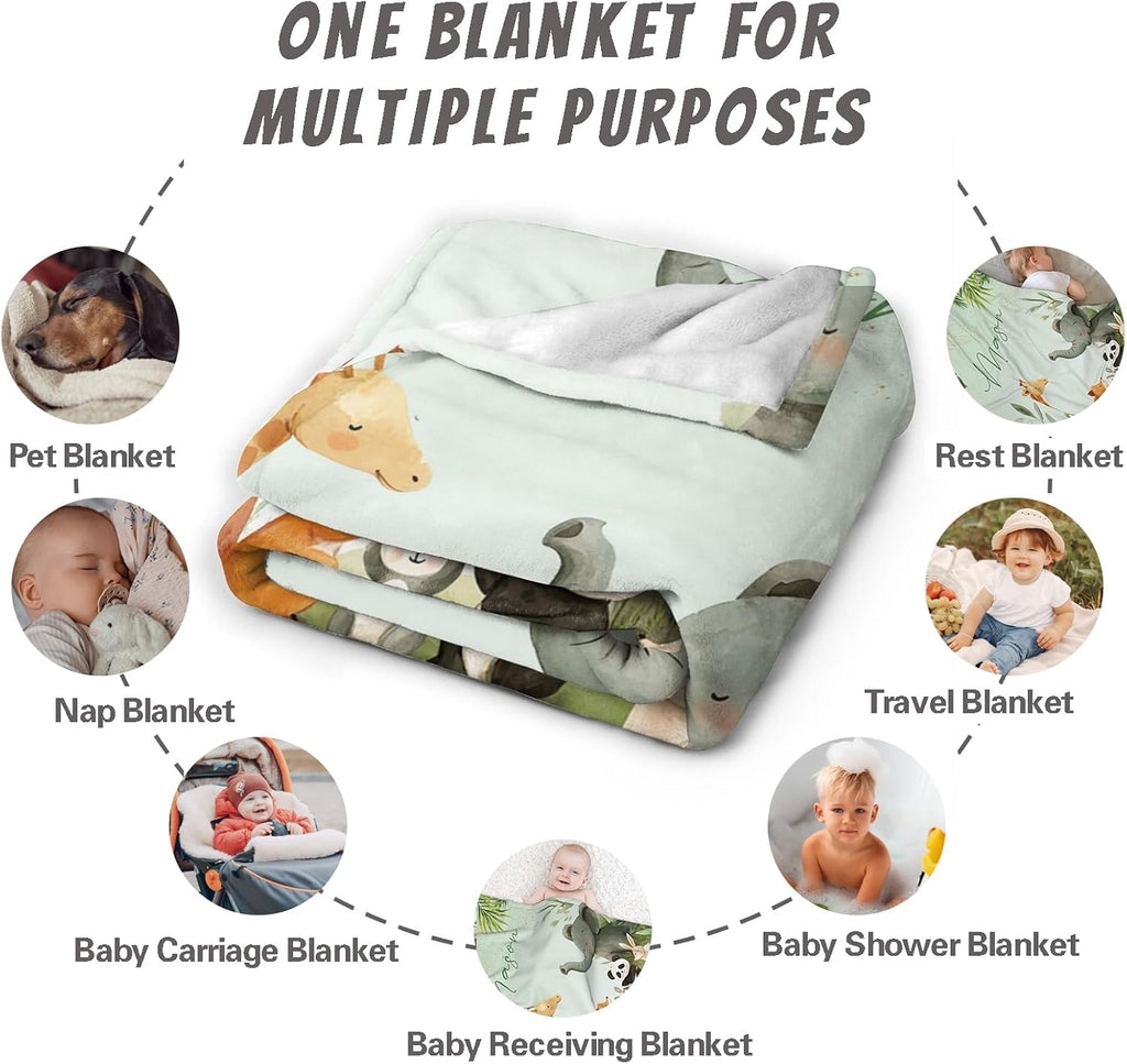 Custom Baby Blanket for Boys Personalized Baby Blanket with Name Soft Cozy Flannel Bed Throw Blanket for Kids Newborn Toddler Customized Baby Boy Gifts for Christmas Baby Shower Birthday Easter