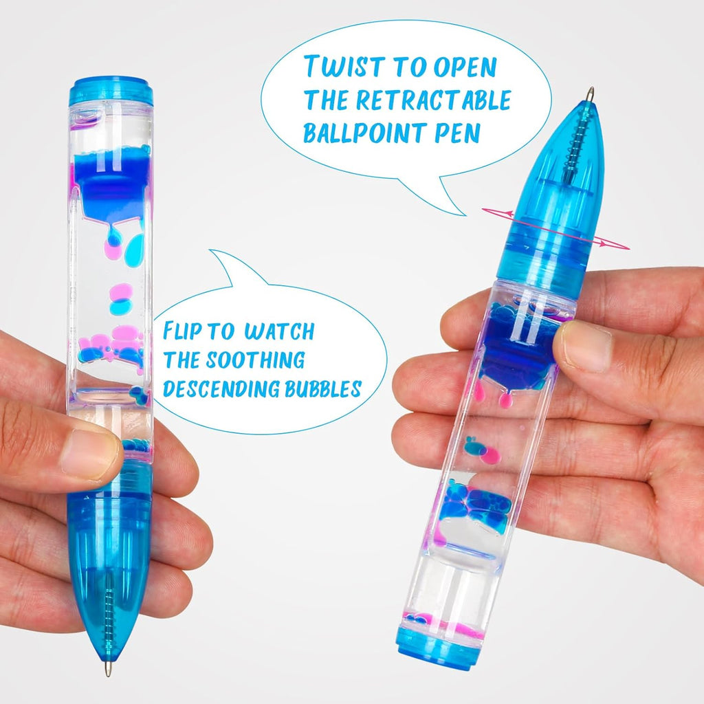 Liquid Motion Bubbler Pens Pack of 4 Colorful Liquid Timer Pens Great for Stress and Anxiety Relief Fascinating Fidget Toys for Everyone