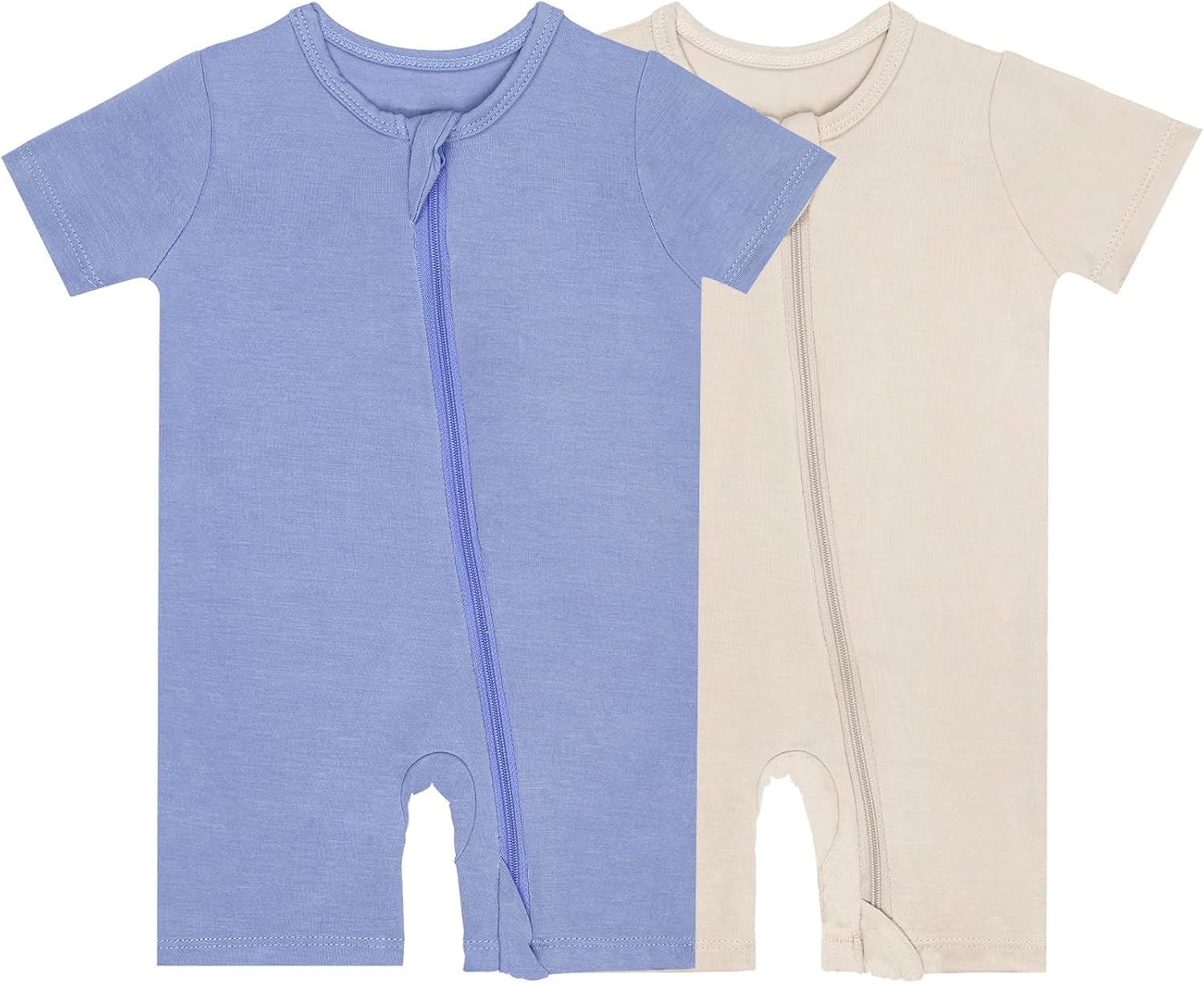 GUISBY Rayon made from bamboo Baby Pajamas Short Sleeve Footless Rompers 2 Way Zipper Sleeper for Baby