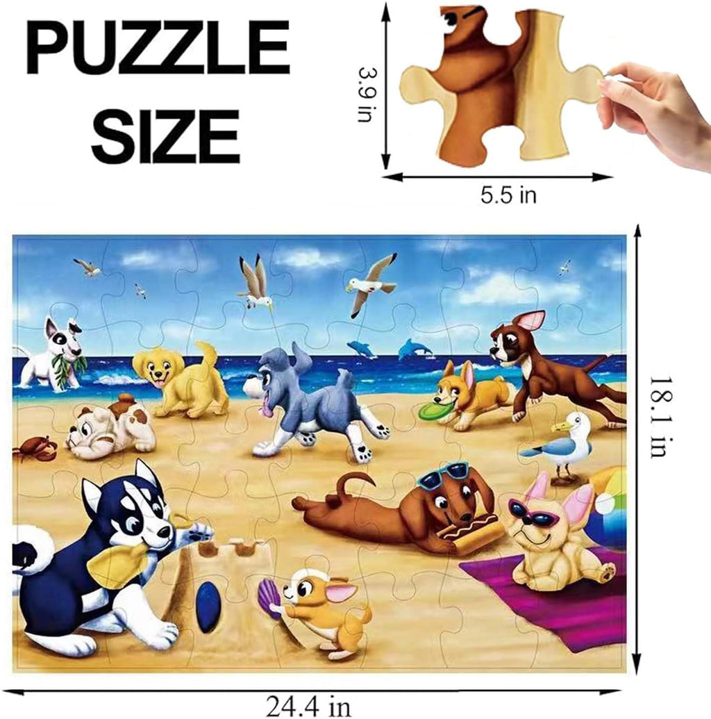 Jumbo Floor Puzzle for Kids, Large Jigsaw Puzzles 35 Piece for Kids Ages 3-5,Preschool Learning & Education Toys, Gifts for 4-8 Year Old Boys and Girls (Dog Animals)