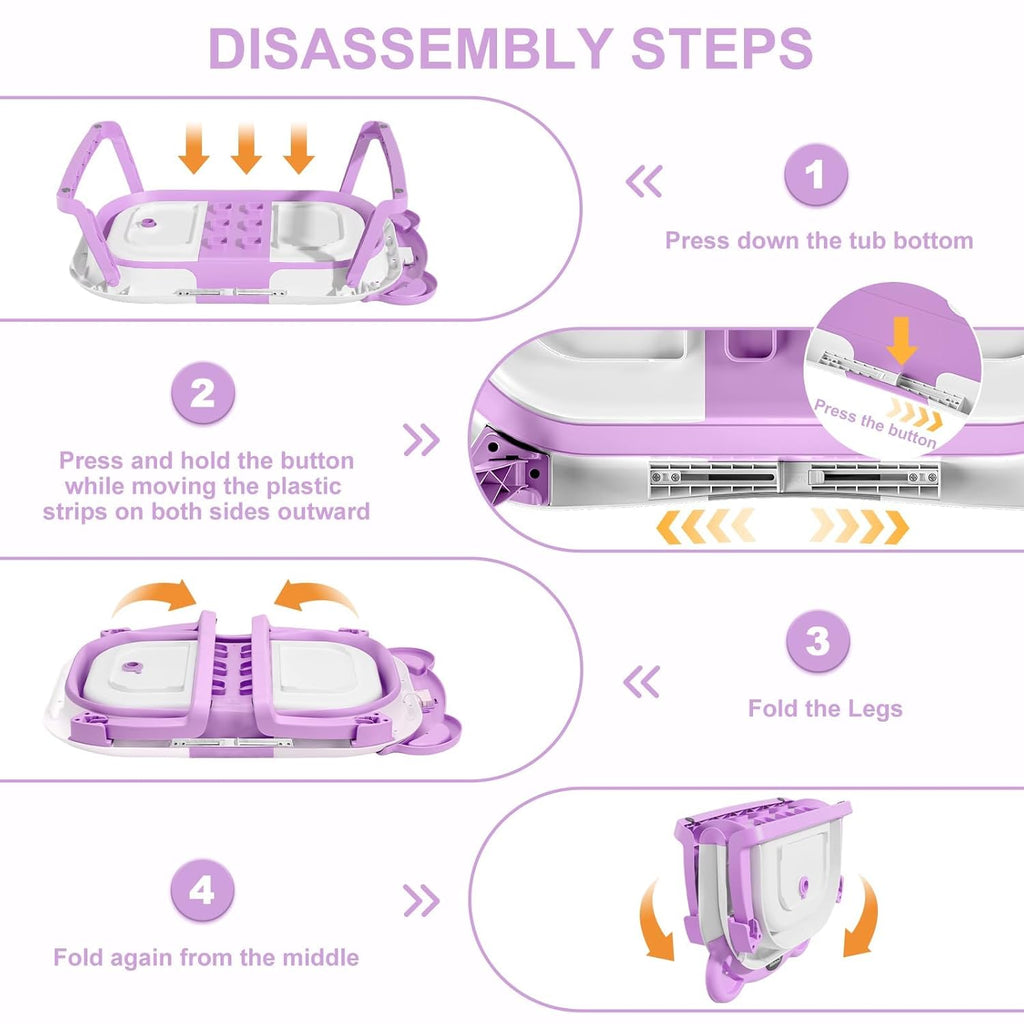 TPN Collapsible Baby Bathtub, Baby Bath Tub with Soft Cushion & Real-Time Thermometer, Baby Bathtub Infant to Toddler Tub (0-36 Months), Portable Newborn Travel Bath tub