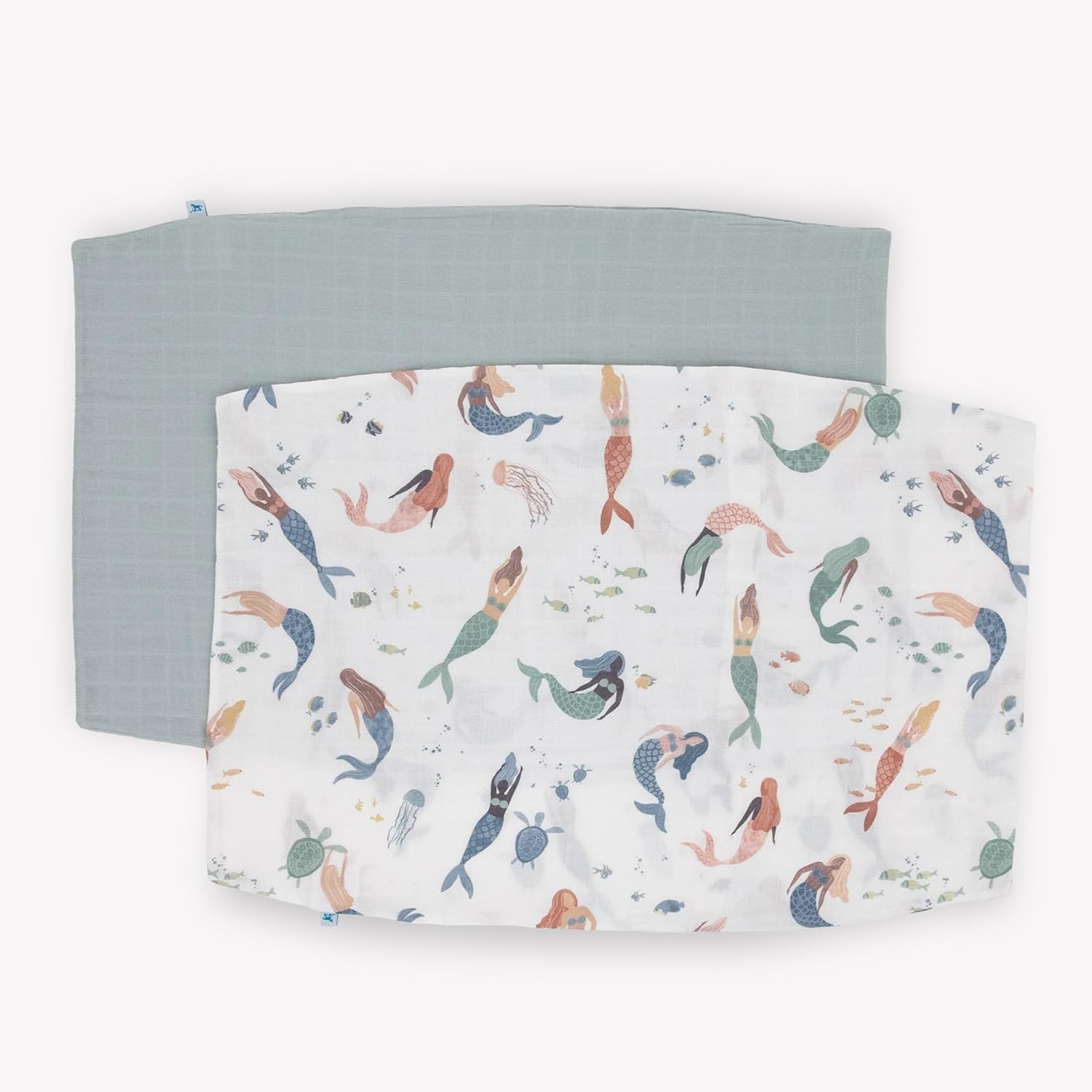 Little Unicorn Standard Pillowcase 2 Pack | Super Soft & Breathable Muslin Fabric | Snug Envelope Closure (Mermaid Party)