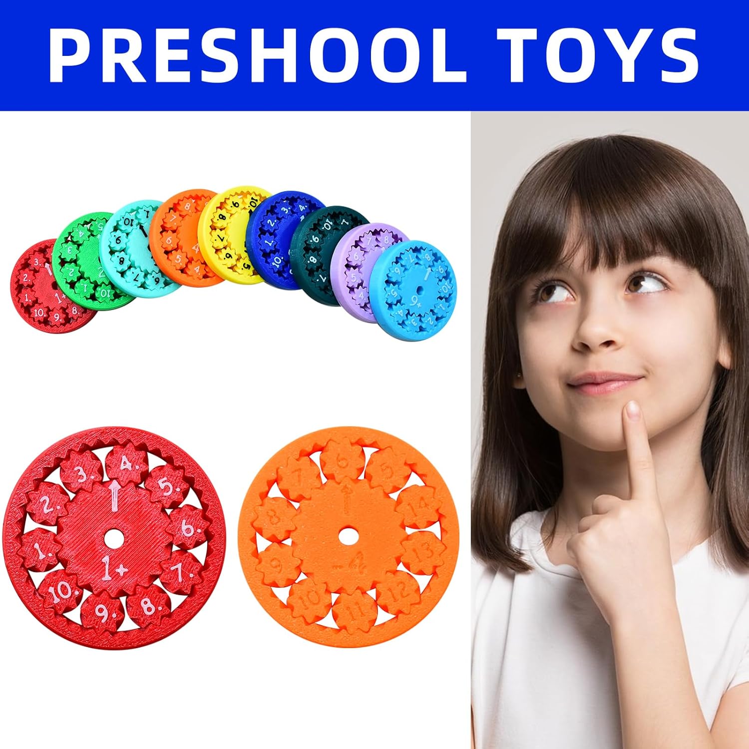 Math Fidget Spinners,Funny Educational Math Fact Tools,Math Learning & Education Toys Game,Creative Gift (9 PCS-Addition & Subtraction)