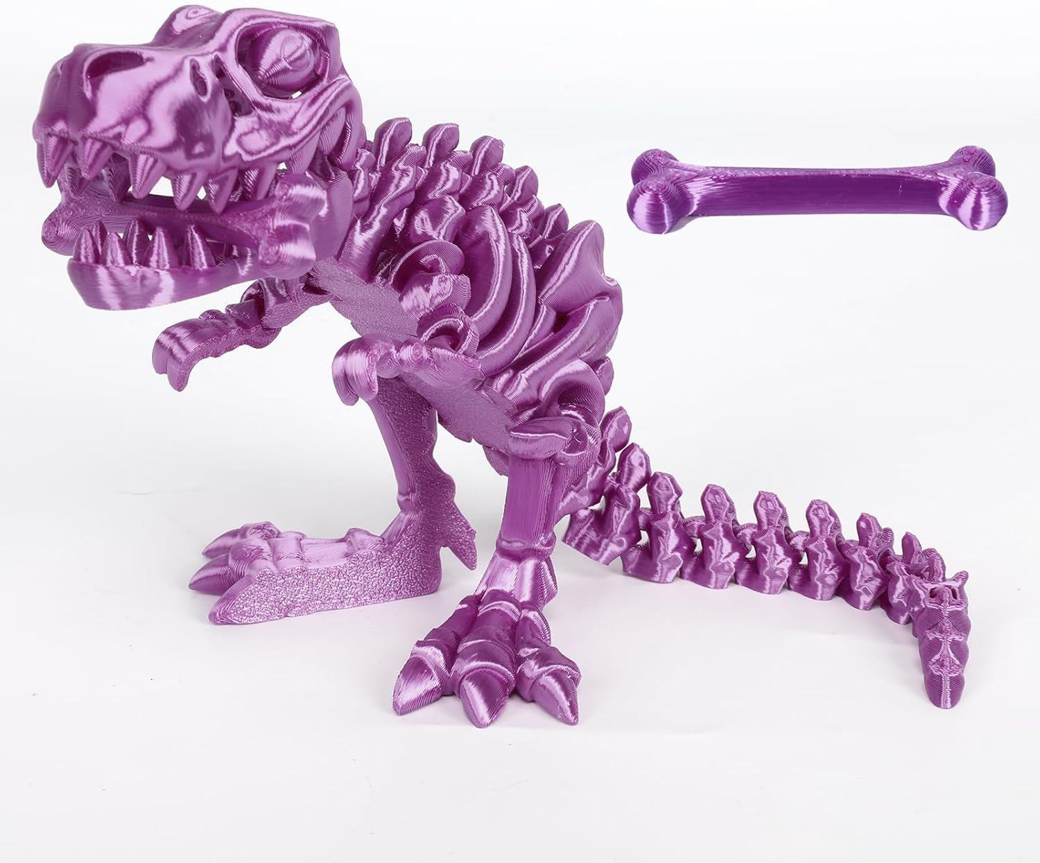 3D Printed Dinosaur Bone Skeleton Tyrannosaurus Rex with Movable Jaw Fidget Dinosaur Toys Full Articulated Dinosaur Executive Desk Toys Home Office Decor
