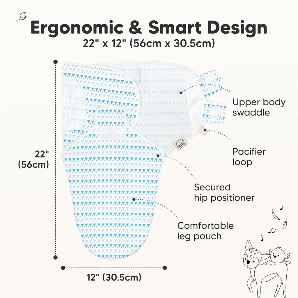 KeaBabies 3-Pack Organic Baby Swaddle Sleep Sacks - Swaddles for Newborns, Infant 0-3 Months, Baby Girls, Boys, Soft & Snug Newborn Sleep Sack, Nursery Swaddling Blankets (Storm)