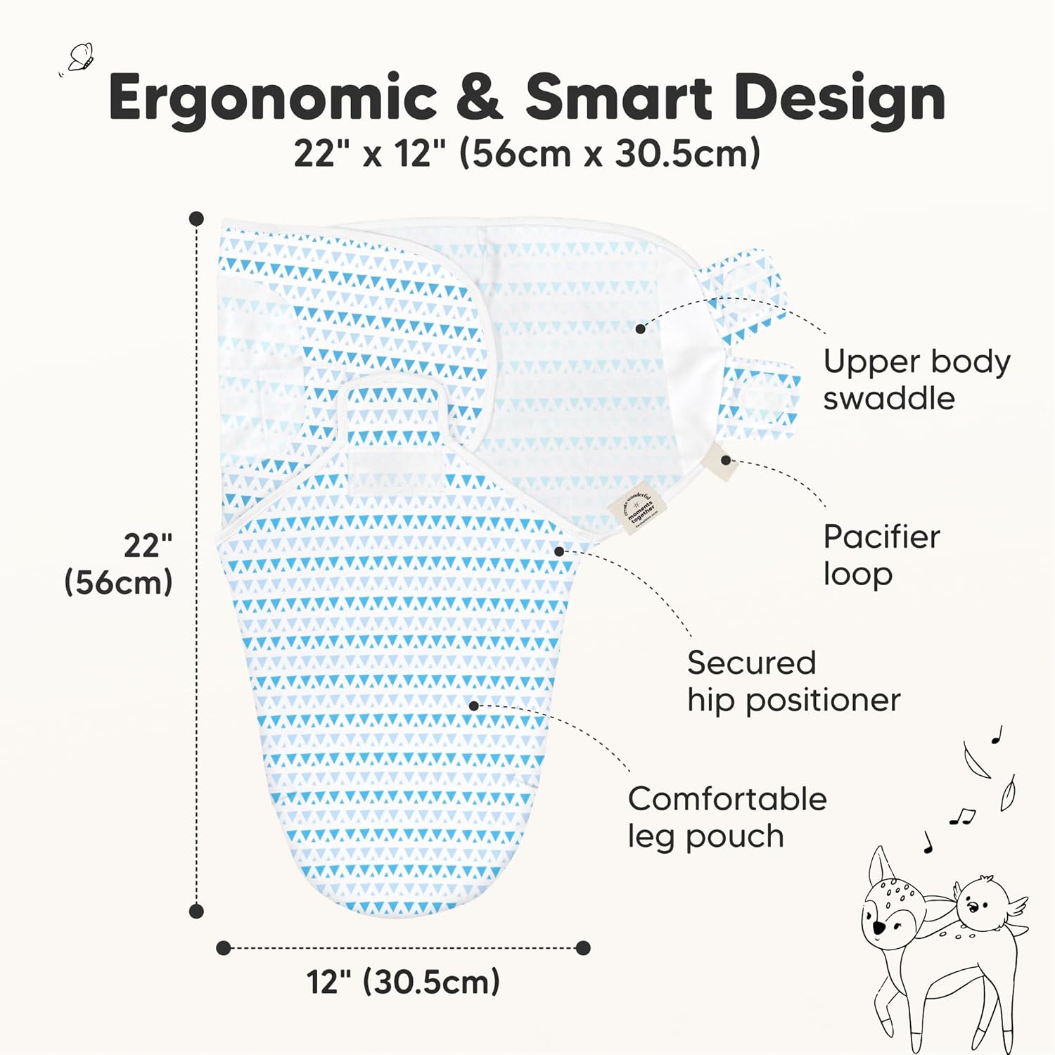 KeaBabies 3-Pack Organic Baby Swaddle Sleep Sacks - Swaddles for Newborns, Infant 0-3 Months, Baby Girls, Boys, Soft & Snug Newborn Sleep Sack, Nursery Swaddling Blankets (Storm)