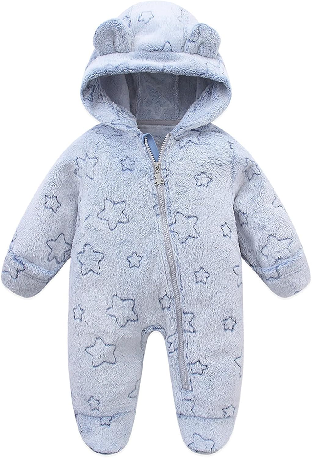 Fairy Baby Newborn Baby Bear Onesie Thin Fleece Footie Romper Snowsuit Hooded Jumpsuit Bodysuit Winter Outwear Boy Girl 0-12M