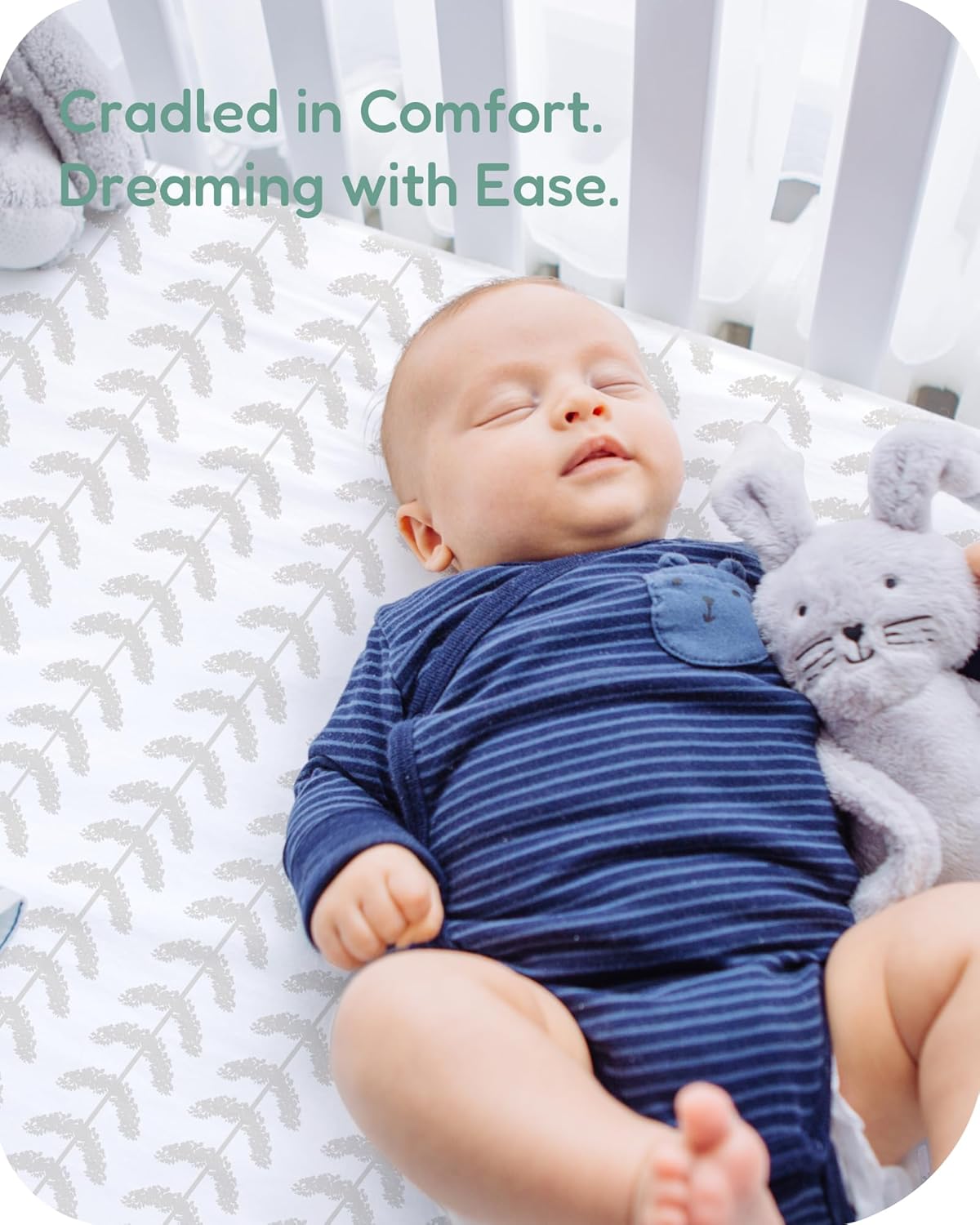 Pack and Play Sheets Fitted, Beige Trees&Leaf Design, Hypoallergenic, Soft and Safe, 2 Pack for Boys and Girls