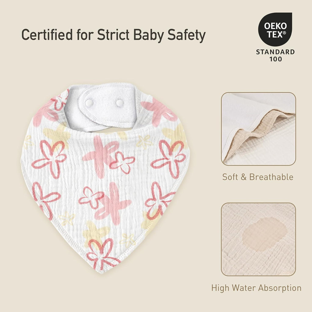 Muslin Baby Bibs 8 Pack, Baby Bandana Drool Bib for Drooling and Teething, Cotton Soft Absorbent for Girls Boys